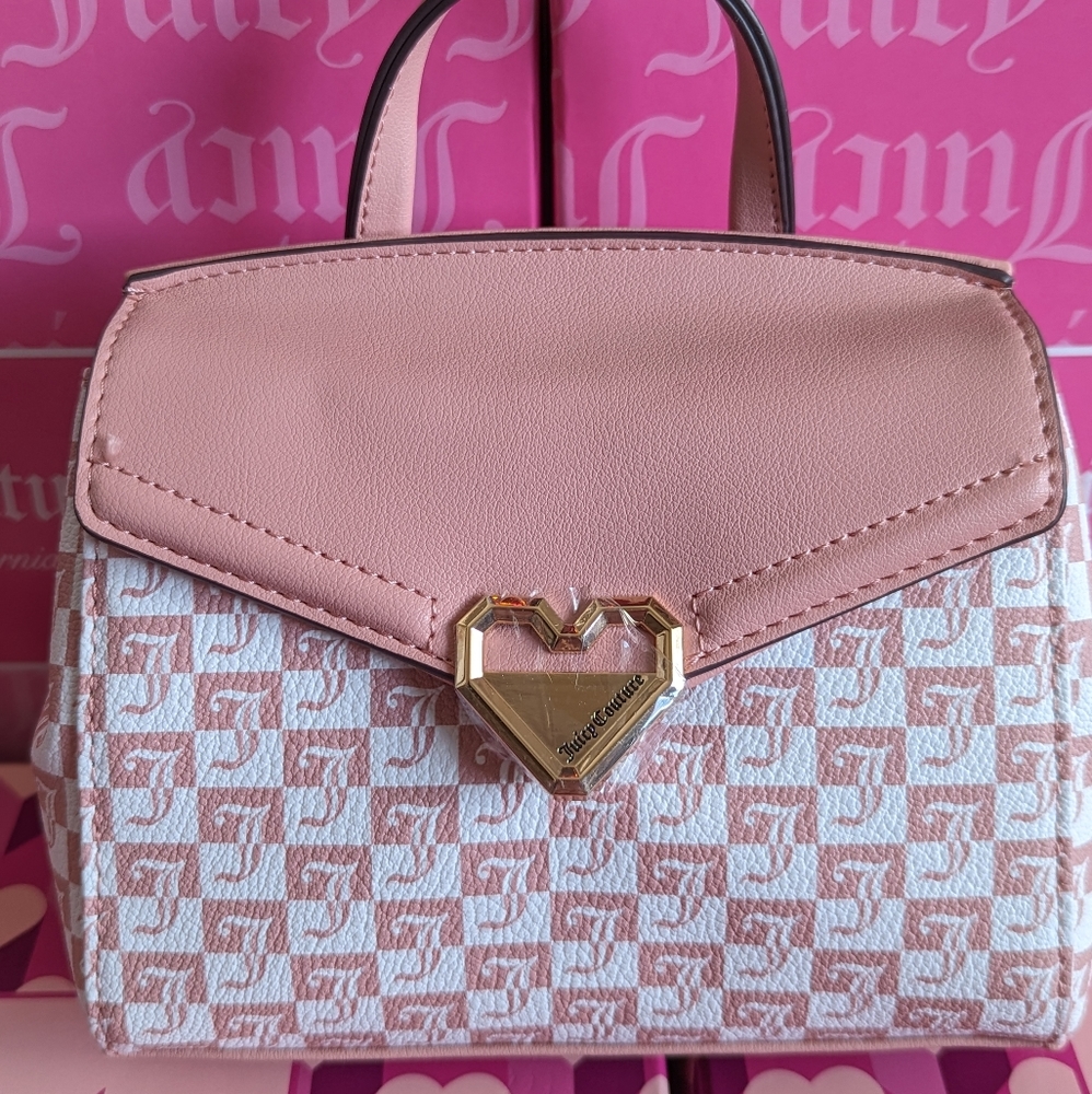 NWT Juicy Couture Geo Print Taffy Pink Modern Chic Crossbody Purse (Small)